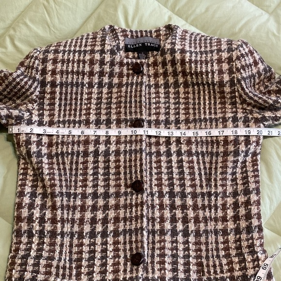 Ellen Tracy Linda Allard Woman Wool/Alpaca Blend Brown/Gray/Cream Blazer Size 10 - Picture 11 of 13